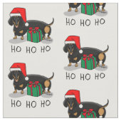 Weihnachtsfeier Dackel (schwarz & braun) Funny Stoff (Nahaufnahme)