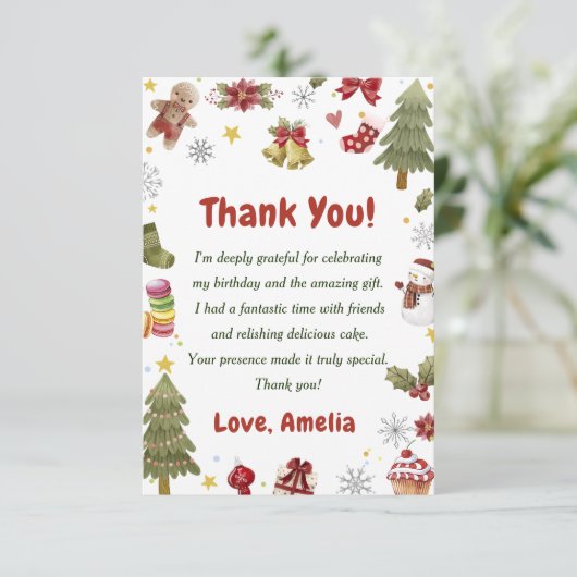 Weihnachtsfeier Dankeskarte (Stehend Vorderseite)