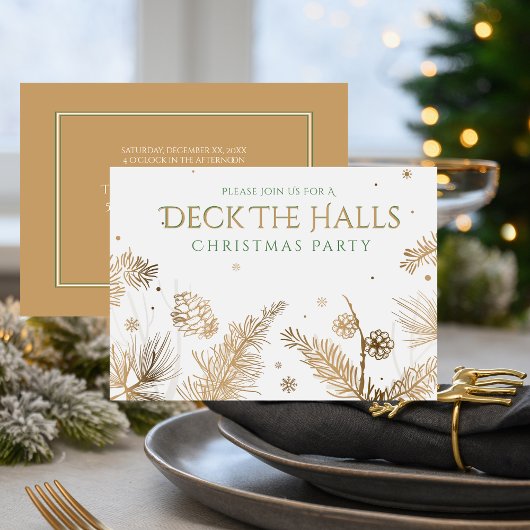 Weihnachtsfeier - Deck - Hallen - Gold Einladung