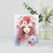 Weihnachtsfeier der Blume Feiertagspostkarte (Stehend Vorderseite)