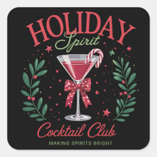 Weihnachtsfeier des Holiday Spirit Cocktail Club Quadratischer Aufkleber