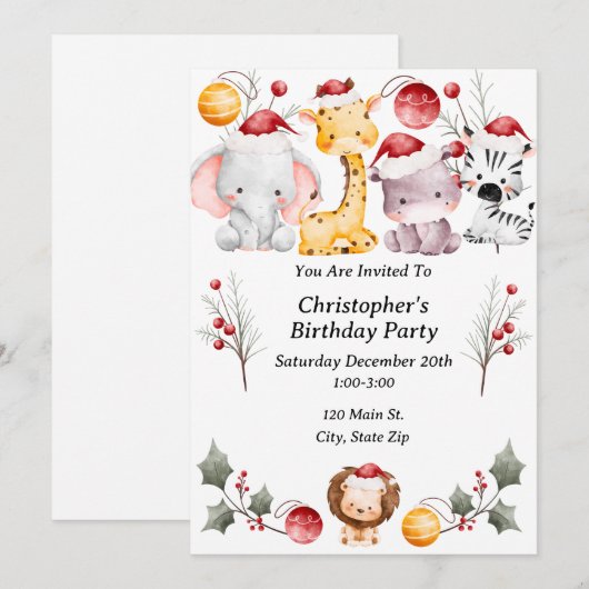 Weihnachtsfeier des Kindes Einladung (Vorne/Hinten)