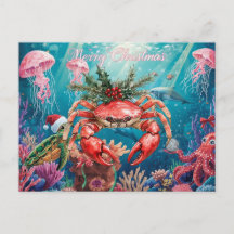 Weihnachtsfeier des Krebses unter dem Meer