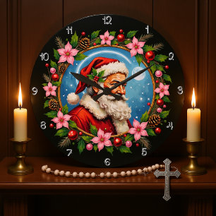 Weihnachtsfeier des künstlerischen Weihnachtsmanne Große Wanduhr