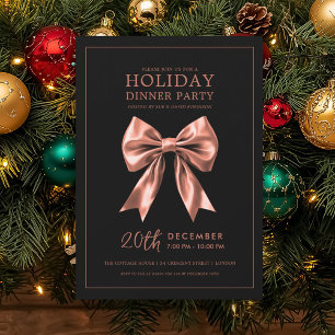 Weihnachtsfeier Dinner Party Rose Gold Satinband S Einladung
