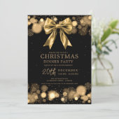 Weihnachtsfeier Dinner Party Winter Goldener Bogen Einladung (Stehend Vorderseite)