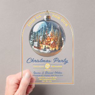 Weihnachtsfeier dramatische Szene in Christbaumkug Acryleinladungen