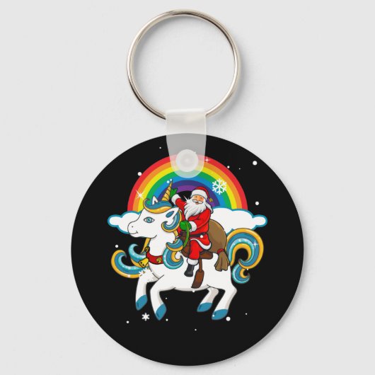 Weihnachtsfeier Einhorn Weihnachtsgeschenke Rainbo Schlüsselanhänger (Vorderseite)