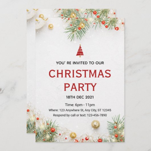 Weihnachtsfeier Einladung (Vorne/Hinten)