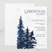Weihnachtsfeier-Einladung, Blaue Chic-Einladungen Einladung (Vorne/Hinten)