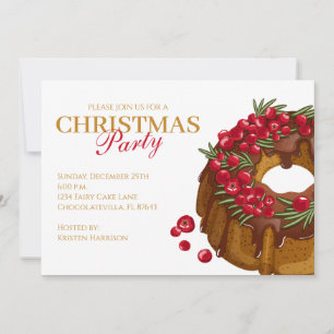Weihnachtsfeier-Einladung Cranberry-Bundt-Kuchen Feiertagskarte
