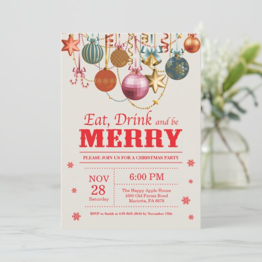 Weihnachtsfeier Einladung Essen Drink Meran (Stehend Vorderseite)