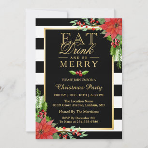 Weihnachtsfeier-Einladung 'Essen Trinken und Fröhl Einladung