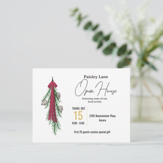 Weihnachtsfeier Einladung für ein offenes Haus ode (Stehend Vorderseite)