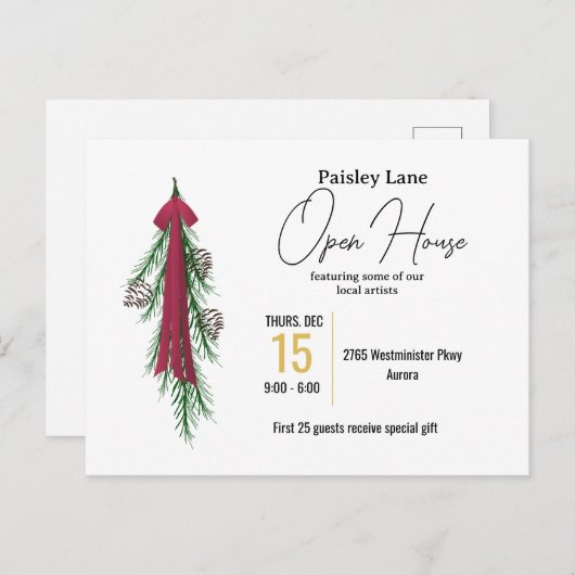 Weihnachtsfeier Einladung für ein offenes Haus ode (Vorne/Hinten)