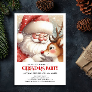 Weihnachtsfeier-Einladung für Kinder mit Santa und Einladung