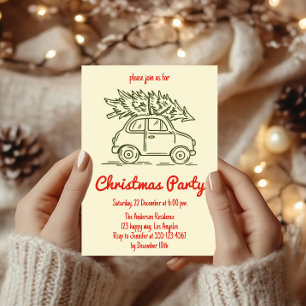 Weihnachtsfeier-Einladung im Vintage-Auto-Stil Einladung