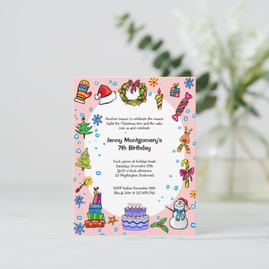 Weihnachtsfeier Einladung Light Pink (Stehend Vorderseite)