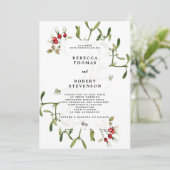 Weihnachtsfeier Einladung mistletoe (Stehend Vorderseite)