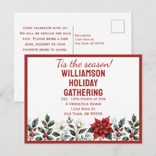 Weihnachtsfeier-Einladung mit Poinsettien Feiertagspostkarte