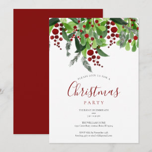 Weihnachtsfeier-Einladung mit roten Beeren Einladung