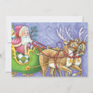Weihnachtsfeier-Einladung mit Santa Claus und Rent Einladung