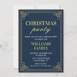 Weihnachtsfeier-Einladung Navy Gold Einladung