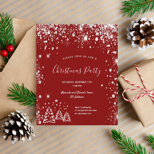 Weihnachtsfeier-Einladung rot silber Budget Flyer