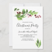 Weihnachtsfeier Einladung Rote Berries & Grüne (Vorderseite)