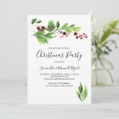 Weihnachtsfeier Einladung Rote Berries & Grüne (Stehend Vorderseite)