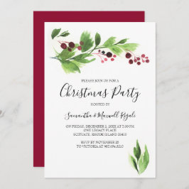 Weihnachtsfeier Einladung Rote Berries & Grüne