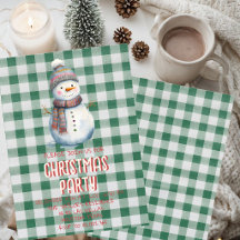 Weihnachtsfeier-Einladung | Süßer Schneemann grüne