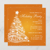 Weihnachtsfeier Einladung Weihnachtsbaum Orange (Vorne/Hinten)