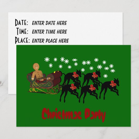 Weihnachtsfeier Einladung Windhunde (Vorne/Hinten)