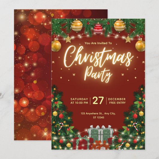 Weihnachtsfeier-Einladungsflyer Einladung (Vorne/Hinten)