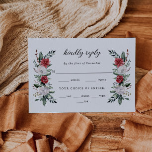 Weihnachtsfeier   Elegant Holiday Wedding Entrée RSVP Karte