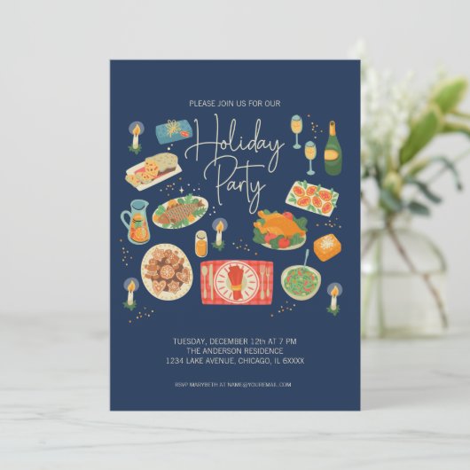 Weihnachtsfeier Feiertag Einladung (Stehend Vorderseite)