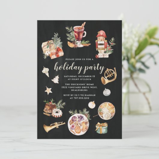 Weihnachtsfeier Festliches Nutcracker Dinner Einladung (Stehend Vorderseite)