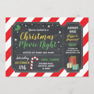 Weihnachtsfeier Filmnacht Film Ticket Holly Spaß Einladung