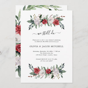 Weihnachtsfeier   Floral Wedding Vow Renewal Einladung