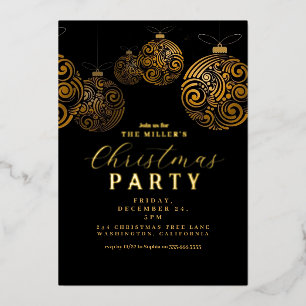 Weihnachtsfeier-Folie-Einladung Moody Gold Folieneinladung