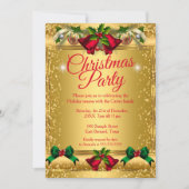 Weihnachtsfeier Foto Gold Red Einladung (Vorderseite)