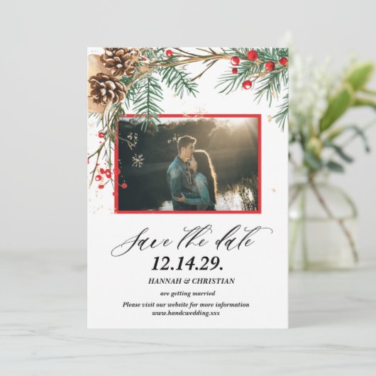 Weihnachtsfeier Foto Sichern Sie das Datum Save The Date (Stehend Vorderseite)