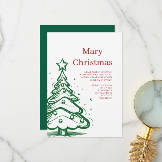 Weihnachtsfeier Freunde Einladung (Vorderseite/Rückseite Beispiel)