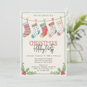 Weihnachtsfeier für Strümpfe im Wasserfarbenbereic Einladung (Stehend Vorderseite)