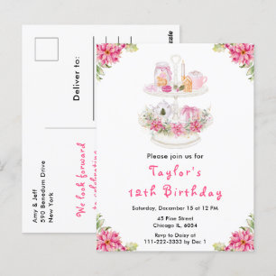 Weihnachtsfeier Geburtstagsfeier Pink Postkarte