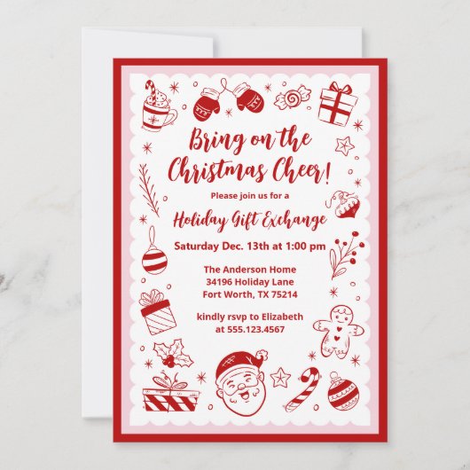 Weihnachtsfeier Geschenk Austausch Einladung (Vorderseite)