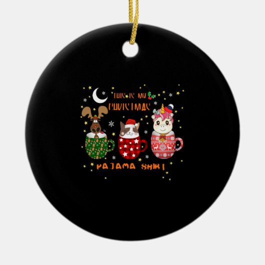 Weihnachtsfeier Geschenke Unicorn Weihnachtsmannmü Keramik Ornament (Vorne)