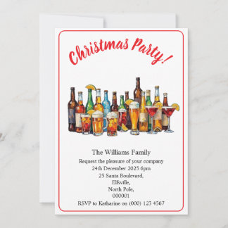 Weihnachtsfeier Getränke Und Cocktails Minimal Xma Einladung