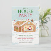 Weihnachtsfeier Gingerbread-Hausparty Einladung (Stehend Vorderseite)